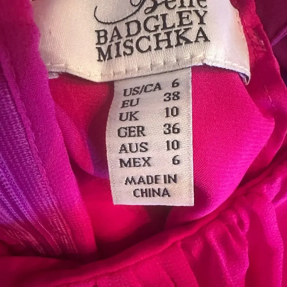 Badgley Mischka cruises fuchsia dress